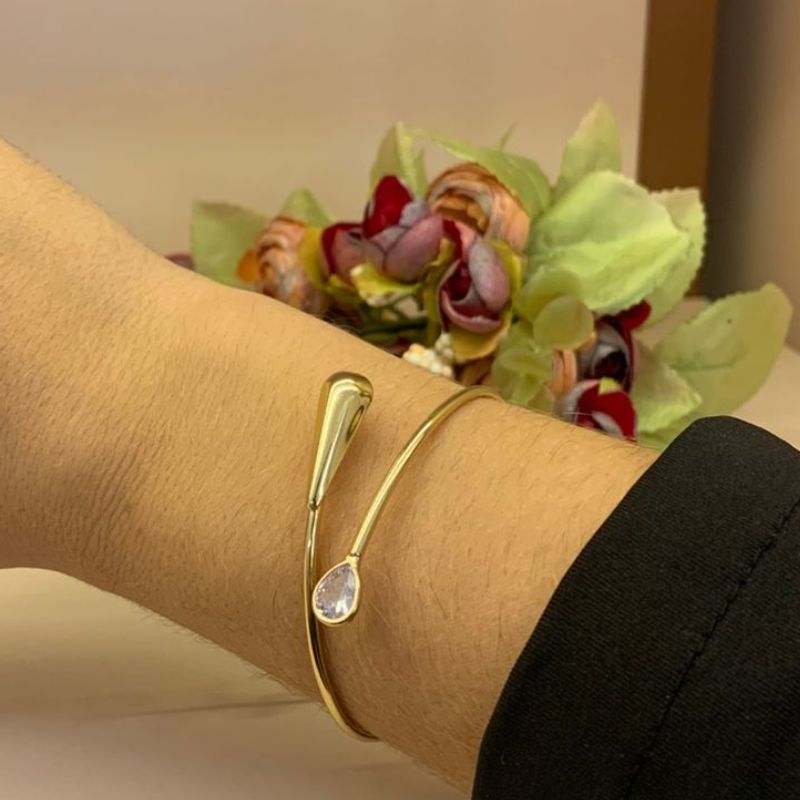 BRACELETE GOTA LISA E GOTA EM ZIRCÔNIA