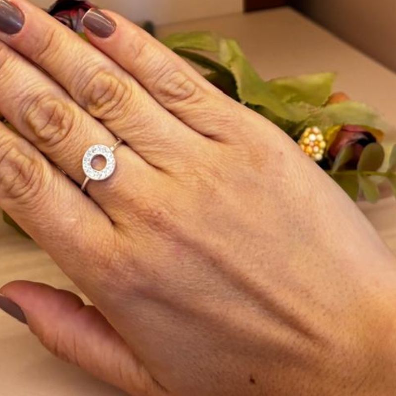 ANEL CÍRCULO CRAVEJADO PRATA 925