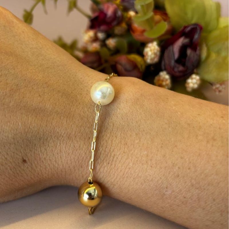 PULSEIRA CARTIER COM PÉROLA E BOLA