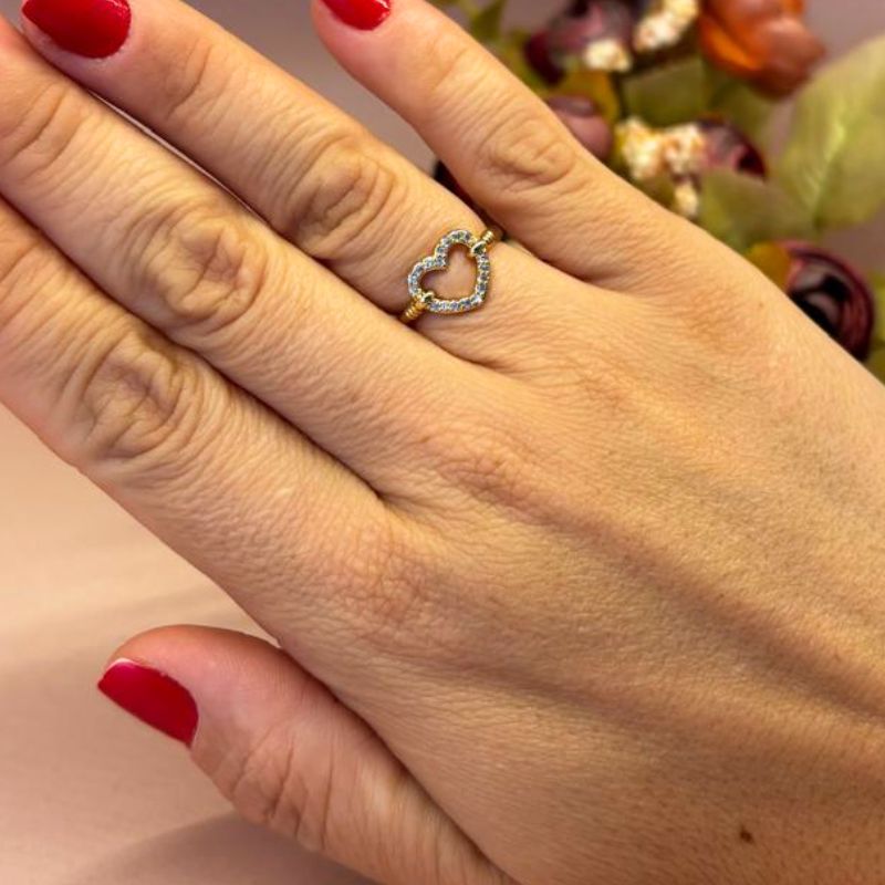 ANEL CORAÇÃO CRAVEJADO