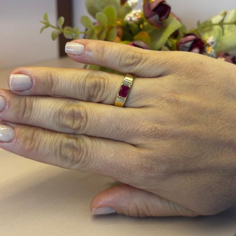 ANEL ZIRCÔNIA RETANGULAR