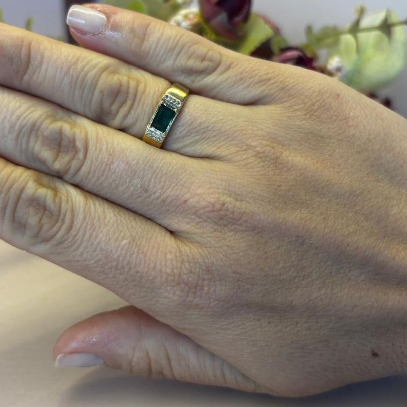 ANEL ZIRCÔNIA RETANGULAR