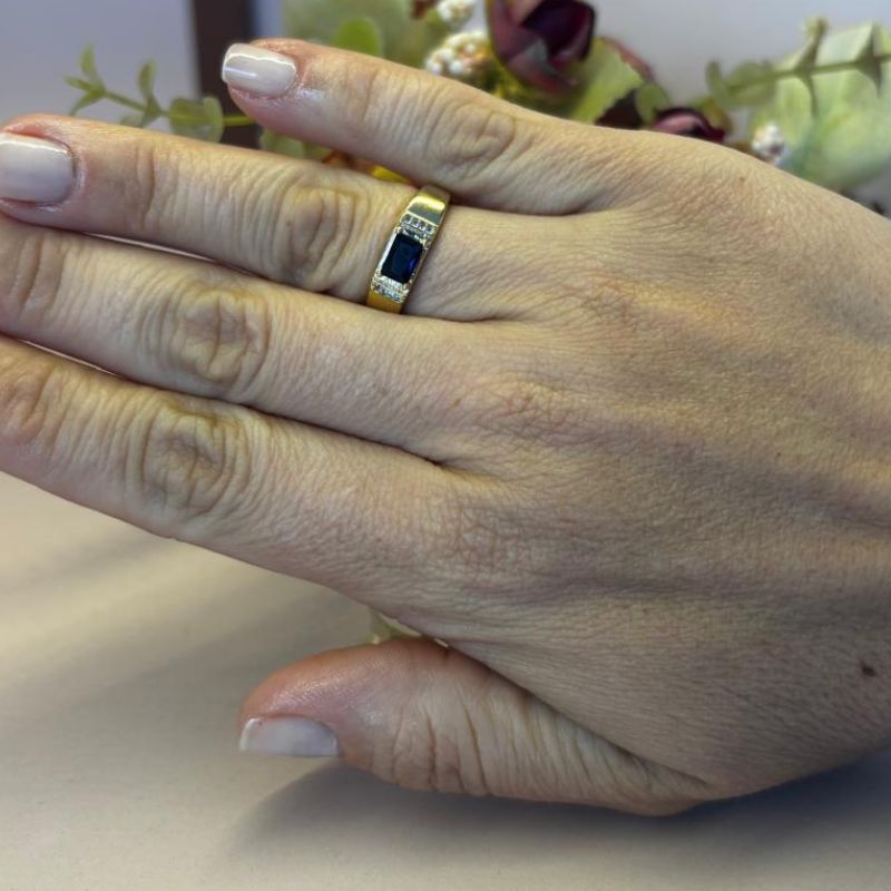 ANEL ZIRCÔNIA RETANGULAR