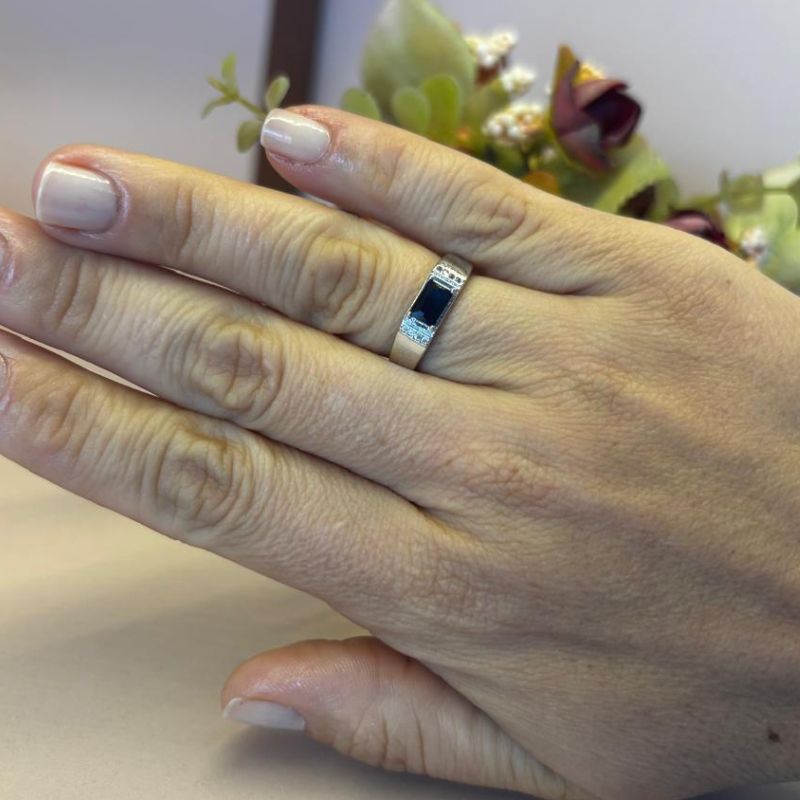 ANEL ZIRCÔNIA RETANGULAR