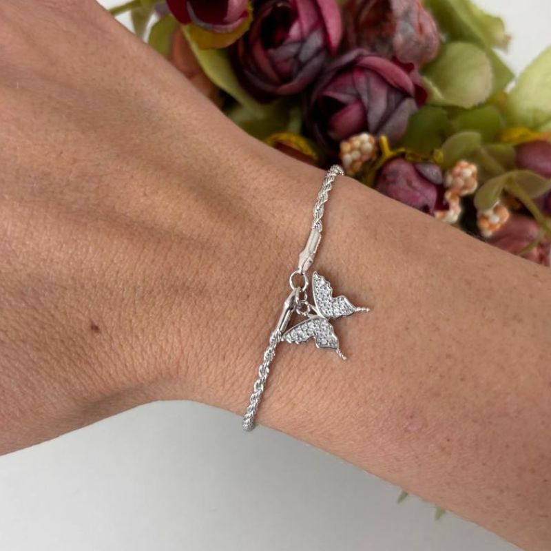 PULSEIRA CORDÃO BAIANO BORBOLETA CRAVEJADA