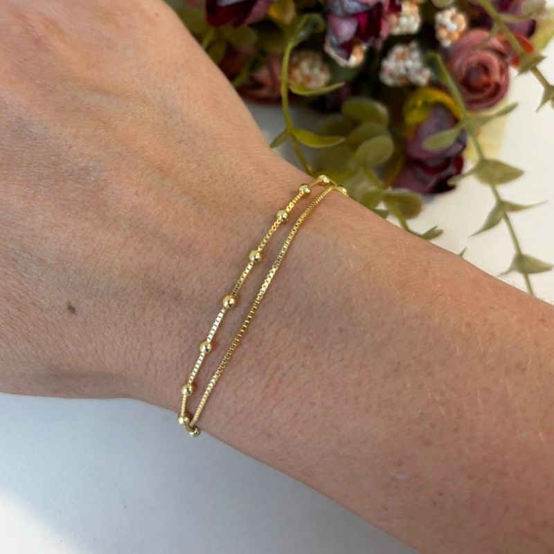PULSEIRA DUPLA VENEZIANA E BOLINHAS