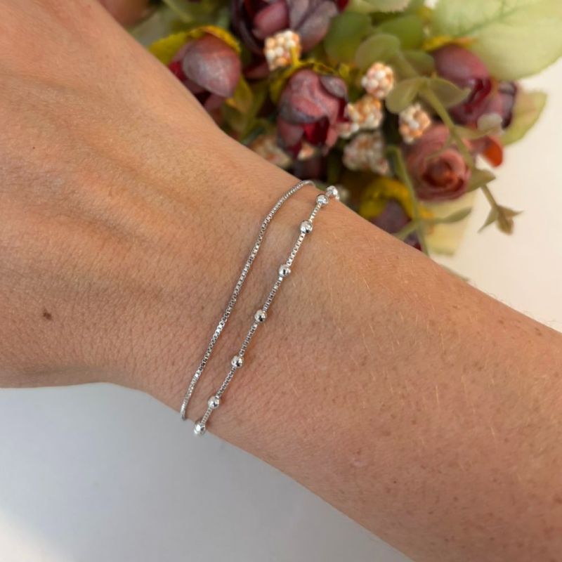 PULSEIRA DUPLA VENEZIANA E BOLINHAS