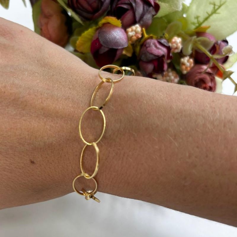 PULSEIRA ELOS OVAIS FIO DE OURO