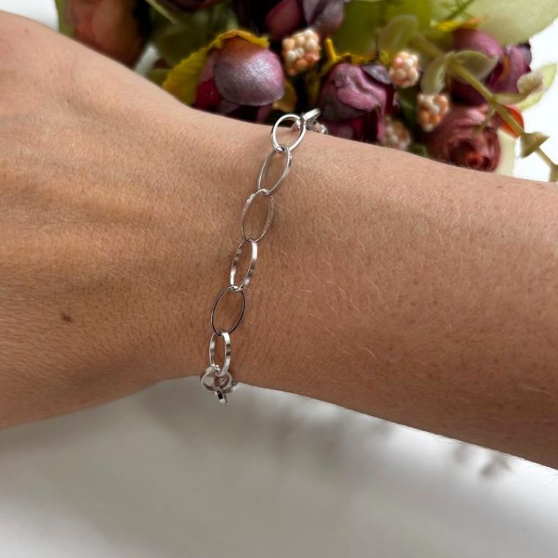 PULSEIRA ELOS OVAIS PEQUENOS FIO DE OURO