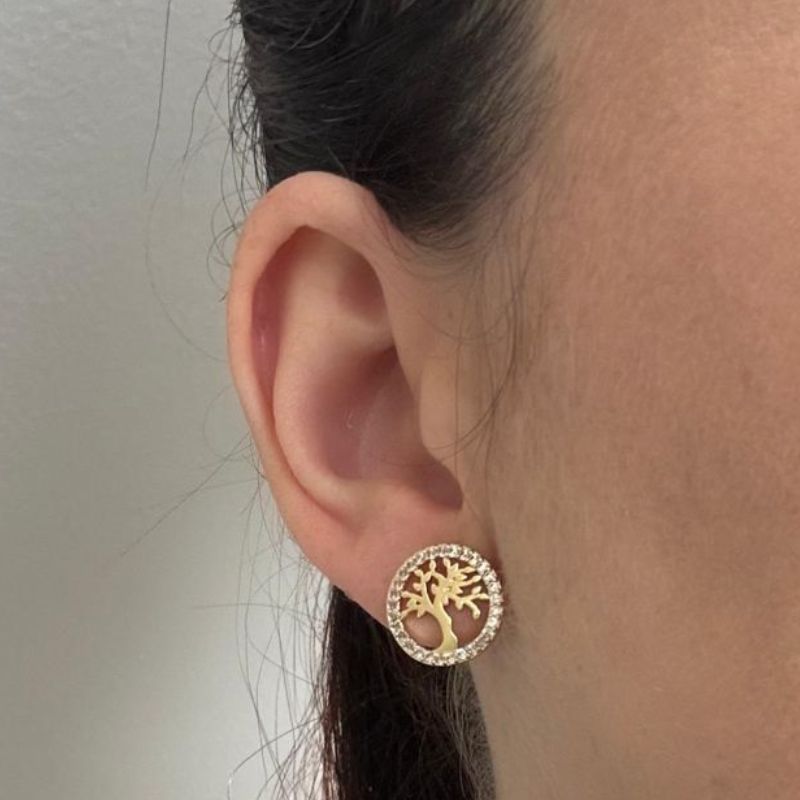 BRINCO REDONDO ÁRVORE DA VIDA CRAVEJADO EM VOLTA