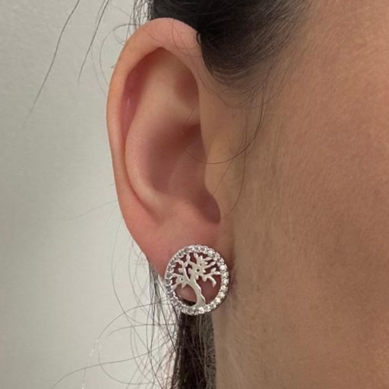 BRINCO REDONDO ÁRVORE DA VIDA CRAVEJADO EM VOLTA