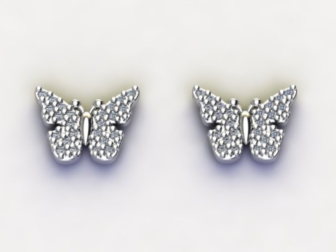 BRINCO BORBOLETA PONTIAGUDA C/ ZIRC. CRISTAL