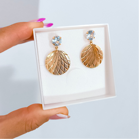 Brinco Trabalhado com Zirconia Banhado a Ouro