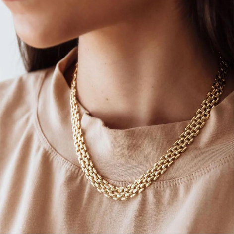 Corrente Malha Relógio 45cm Banhada a Ouro