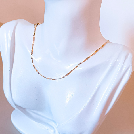 Corrente Chapinha Achatada Banhada a Ouro