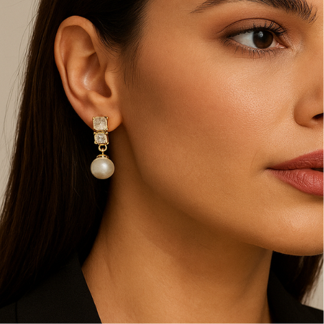 Brinco Base de Zircônias e Pérolas