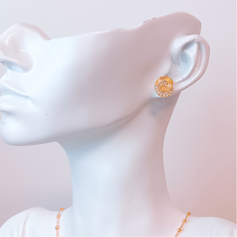 Brinco Elos Cravejados Banhado a Ouro