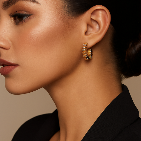 Brinco Argola Espiral Cravejada