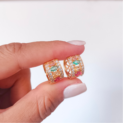 Brinco Argola Candy Cravejada