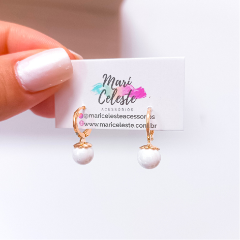 Brinco Argola Click Pérolas