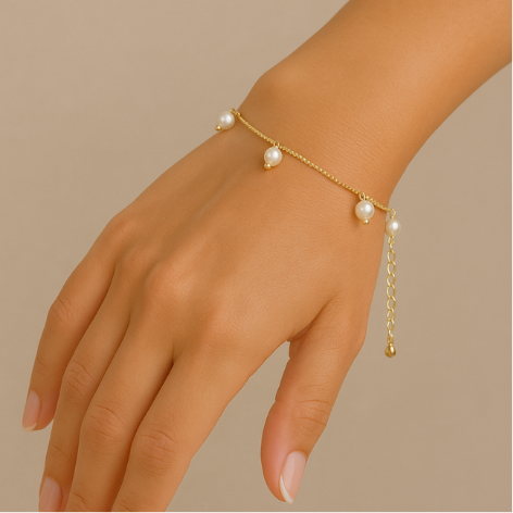 Pulseira Pérolas Penduradas