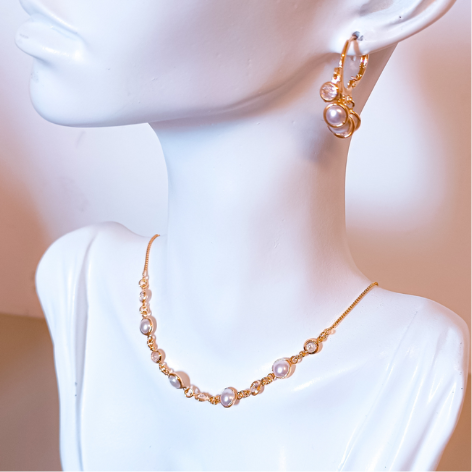 Colar Pérolas Cascata com Zircônias