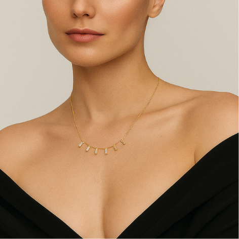 Colar Choker Zircônias em Carrê