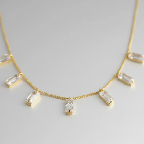 Colar Choker Zircônias em Carrê