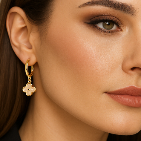 Brinco Trevo em Madrepérola