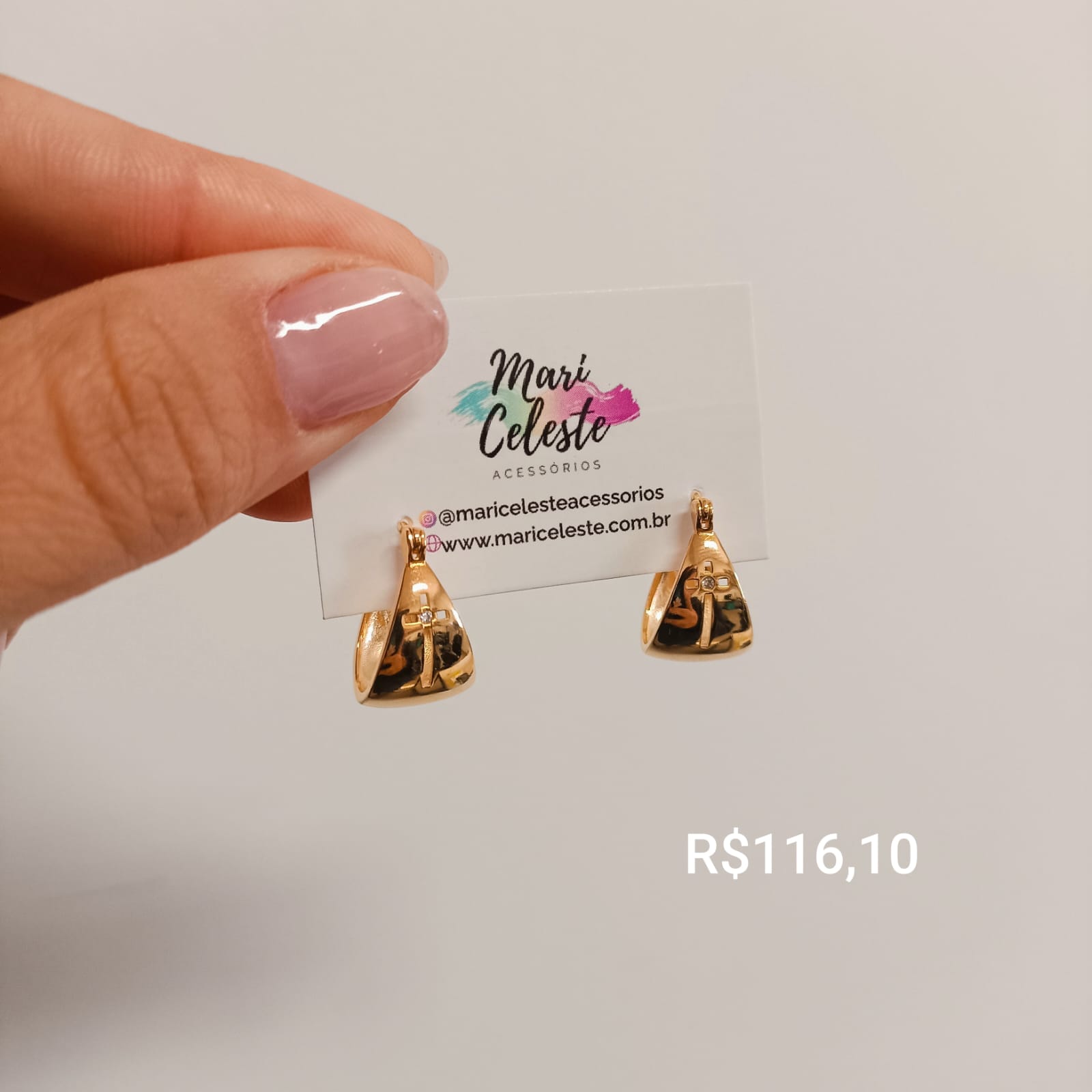 Brinco Argola Cruz Cravejada