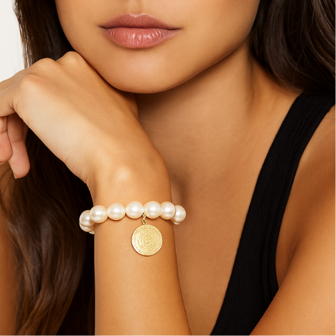 Pulseira Pérolas e Medalha Pai Nosso