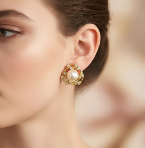 Brinco Elos Pérola e Zircônias