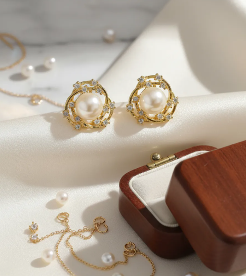 Brinco Elos Pérola e Zircônias