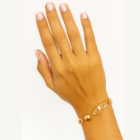 Pulseira Corrente e Bola Dourada