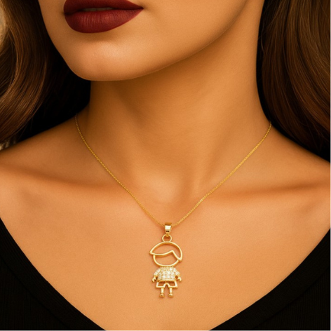 Pingente Menino Cravejado em Zircônias