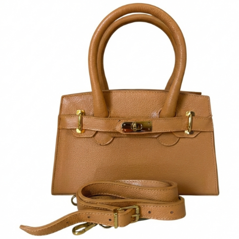 Bolsa Clássica Média de Couro Legítimo Marrom