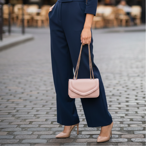 Bolsa Envelope Rosa Couro Legítimo