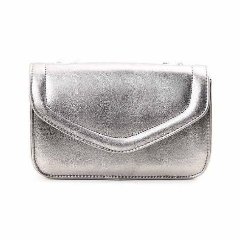 Bolsa Envelope Prata Velho Couro Legítimo