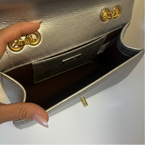 Bolsa Envelope Prata Velho Couro Legítimo