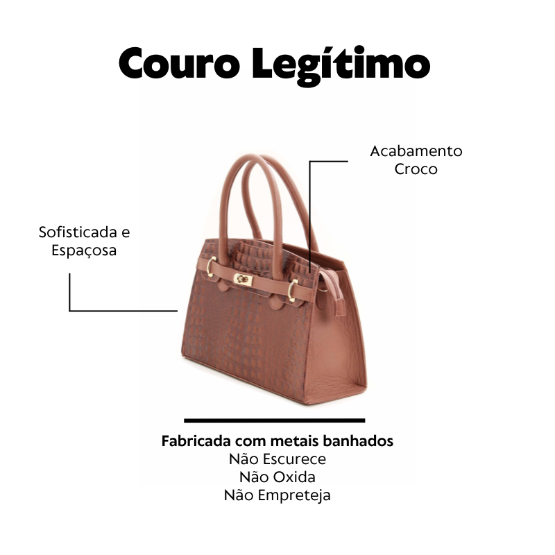 Bolsa em Couro Legítimo Croco Marrom