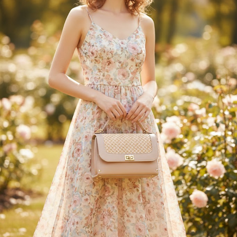 Bolsa Baú em Couro Legítimo Palha