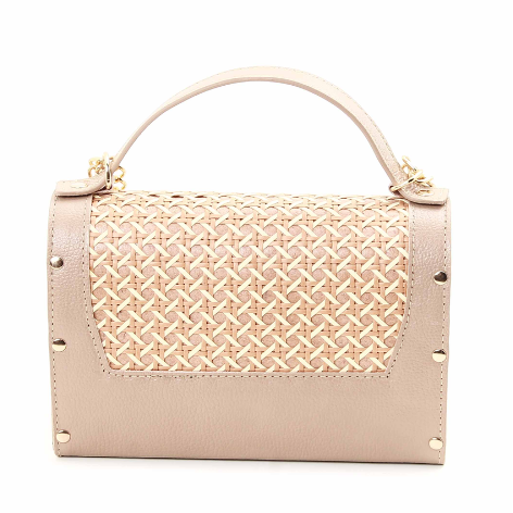 Bolsa Baú em Couro Legítimo Palha