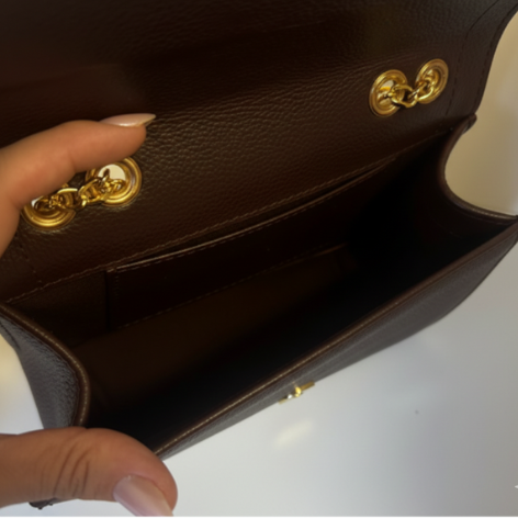 Bolsa Envelope Marrom Escuro Couro Legítimo