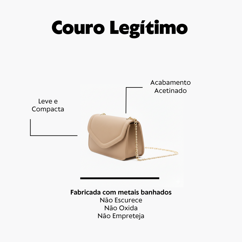Bolsa Envelope Bege Couro Legítimo