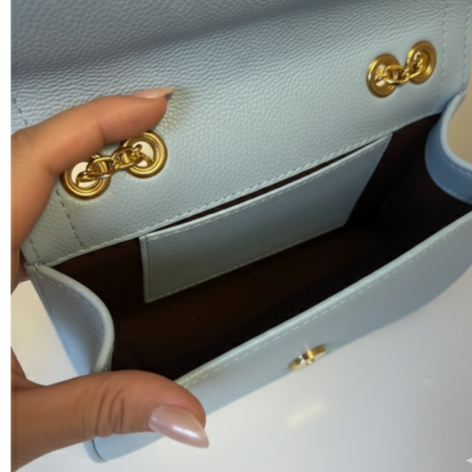 Bolsa Envelope Azul Couro Legítimo