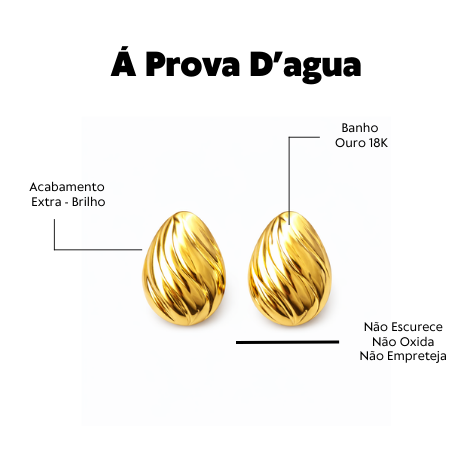 Brinco Gota Trabalhado Á Prova D'Agua