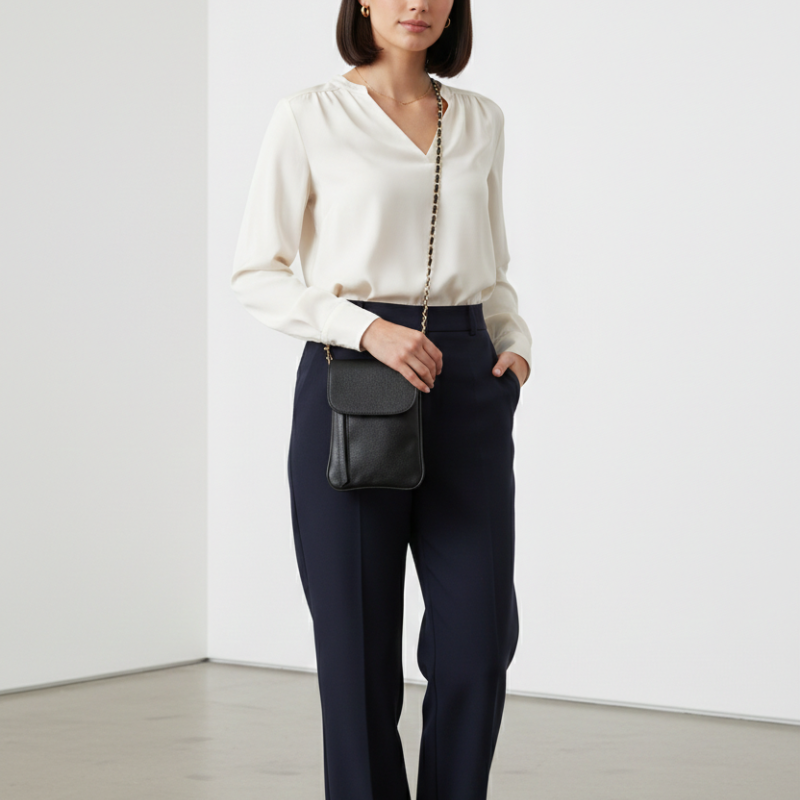 Bolsa Lateral  Pequena em Couro Legítimo Marrom