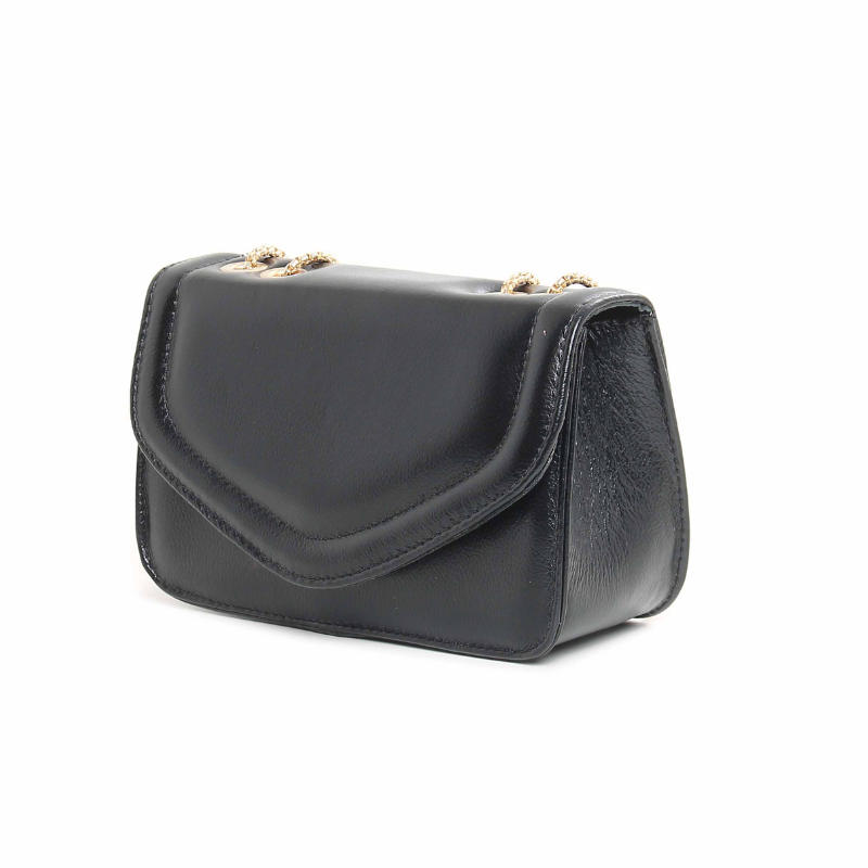 Bolsa Envelope Preta Couro Legítimo