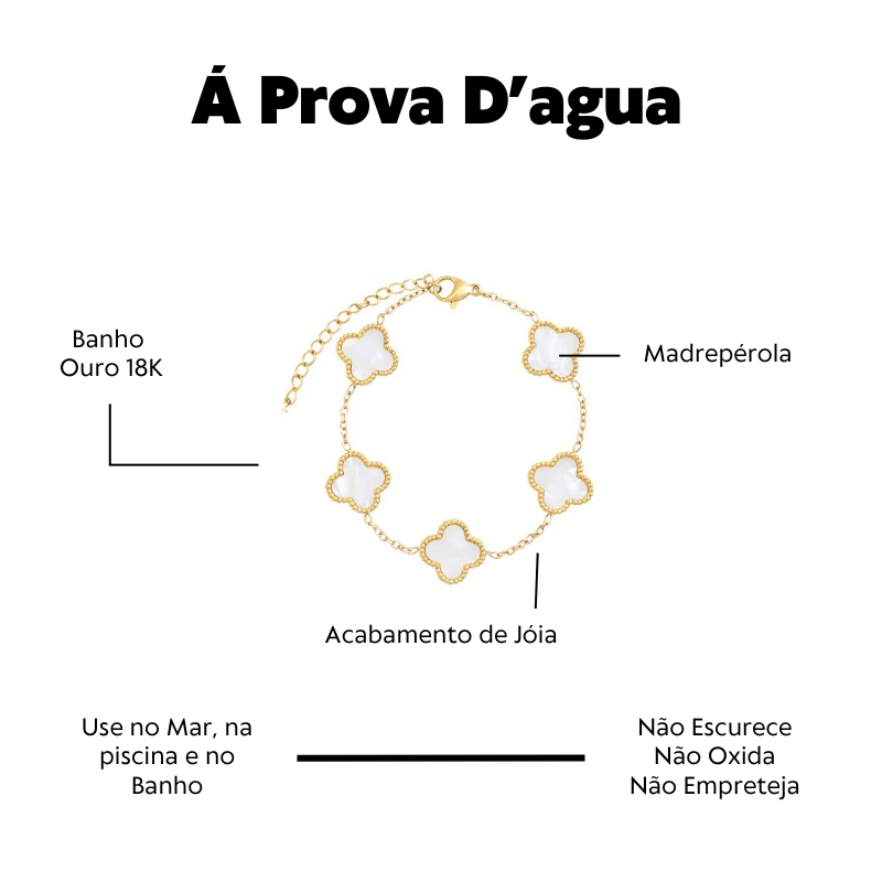 Pulseira Á Prova D'agua Trevo Madrepérola