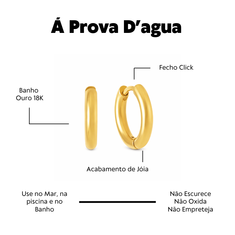 Brinco Á Prova D'agua Argola Lisa 2cm